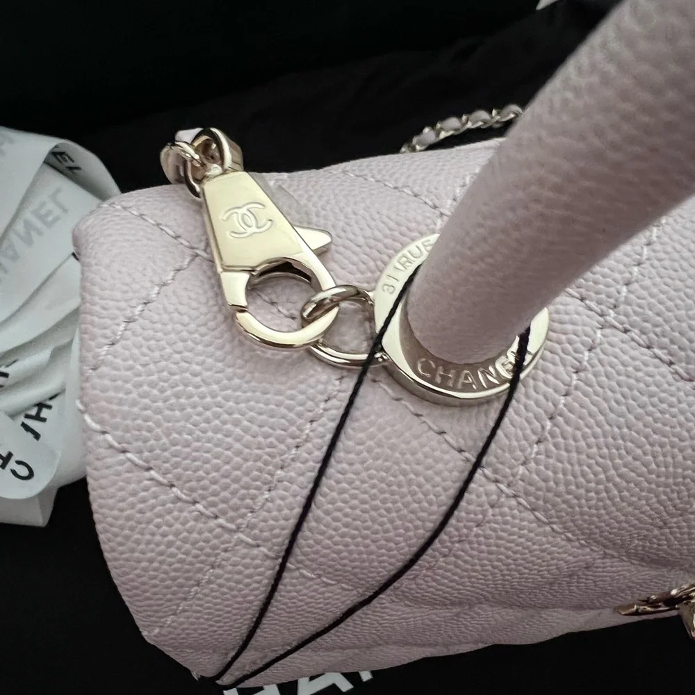 RARE 20A 2020 Chanel lilac small coco top handle pink shoulder bag - Picture 5 of 15